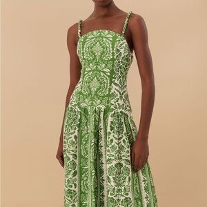 FARM Rio Green and White Sleeveless Sundress for Weddings